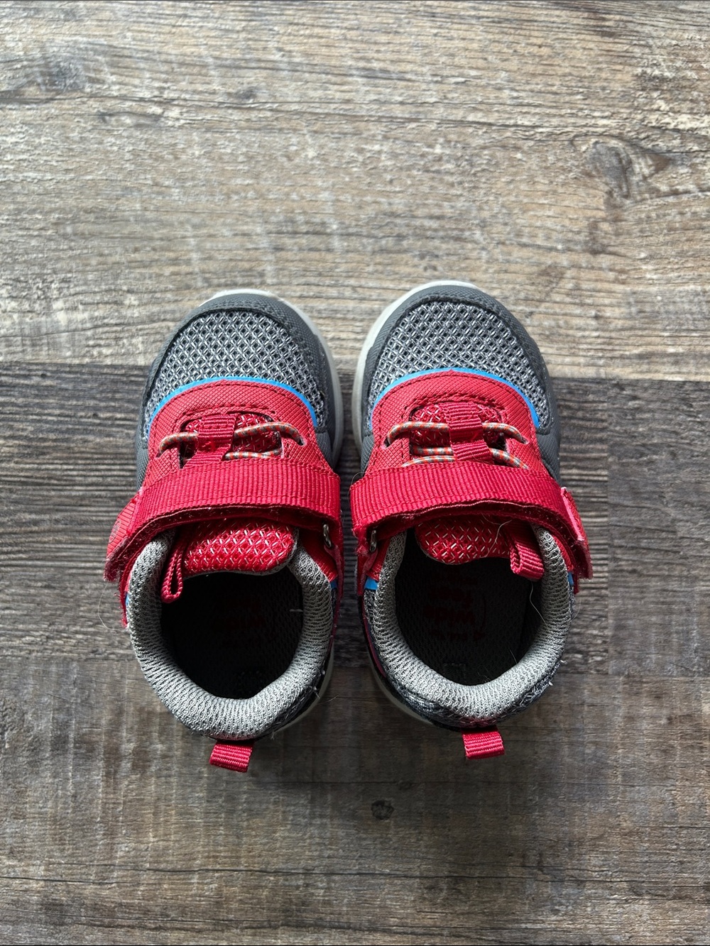 Stride Rite Gray and Red Toddler Sneakers with Velcro Strap